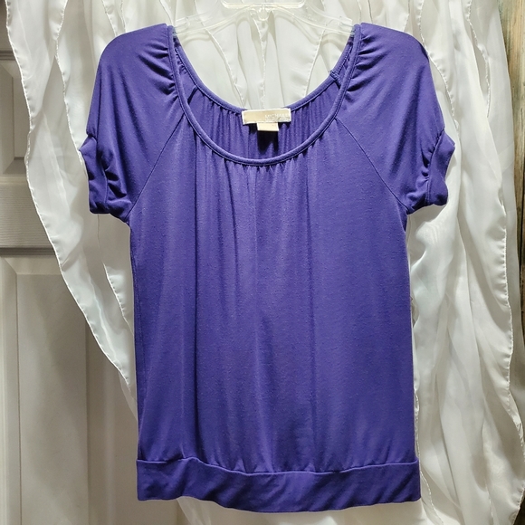 MICHAEL KORS Purple Scoop Short sleeve Large Petite - Picture 1 of 10